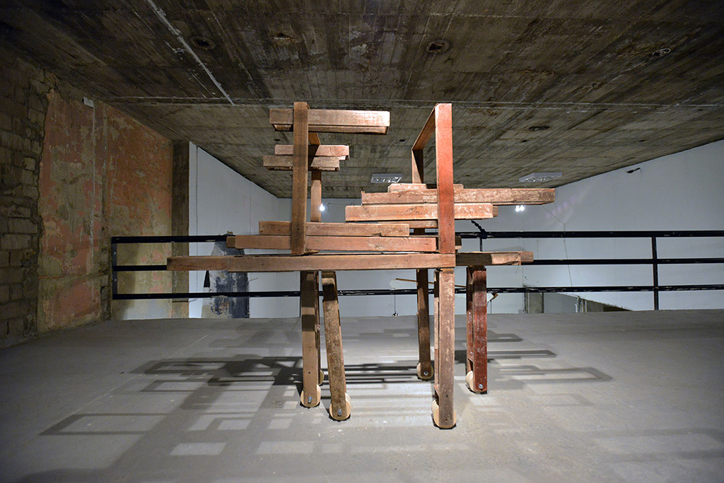 Sculpture at the exhibition titled machine